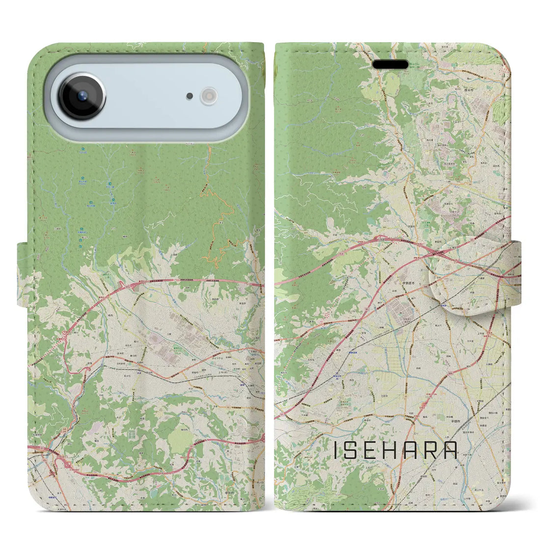 【伊勢原（神奈川県）】地図柄iPhoneケース（手帳タイプ）ナチュラル・iPhone 17 Pro Max 用