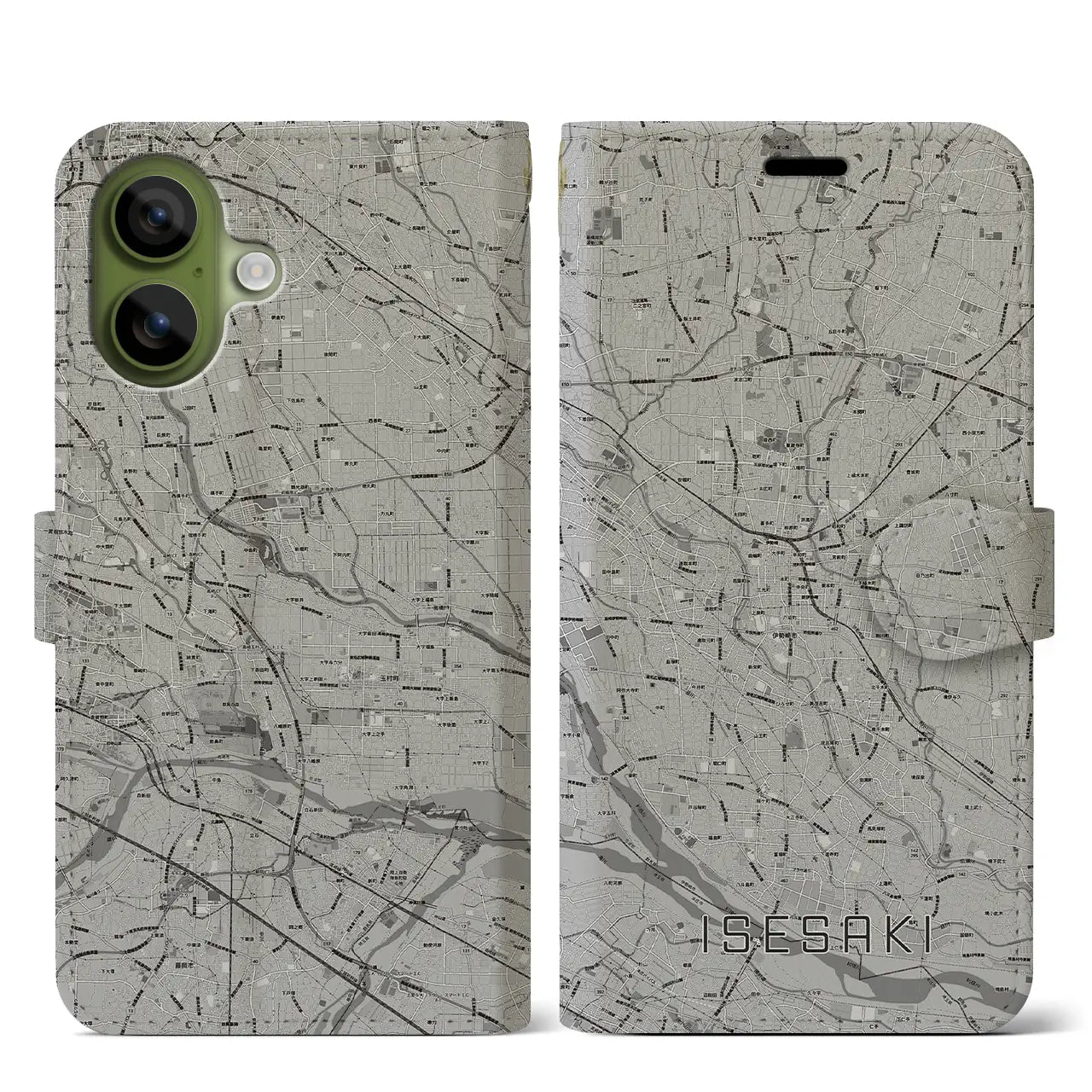 【伊勢崎（群馬県）】地図柄iPhoneケース（手帳タイプ）