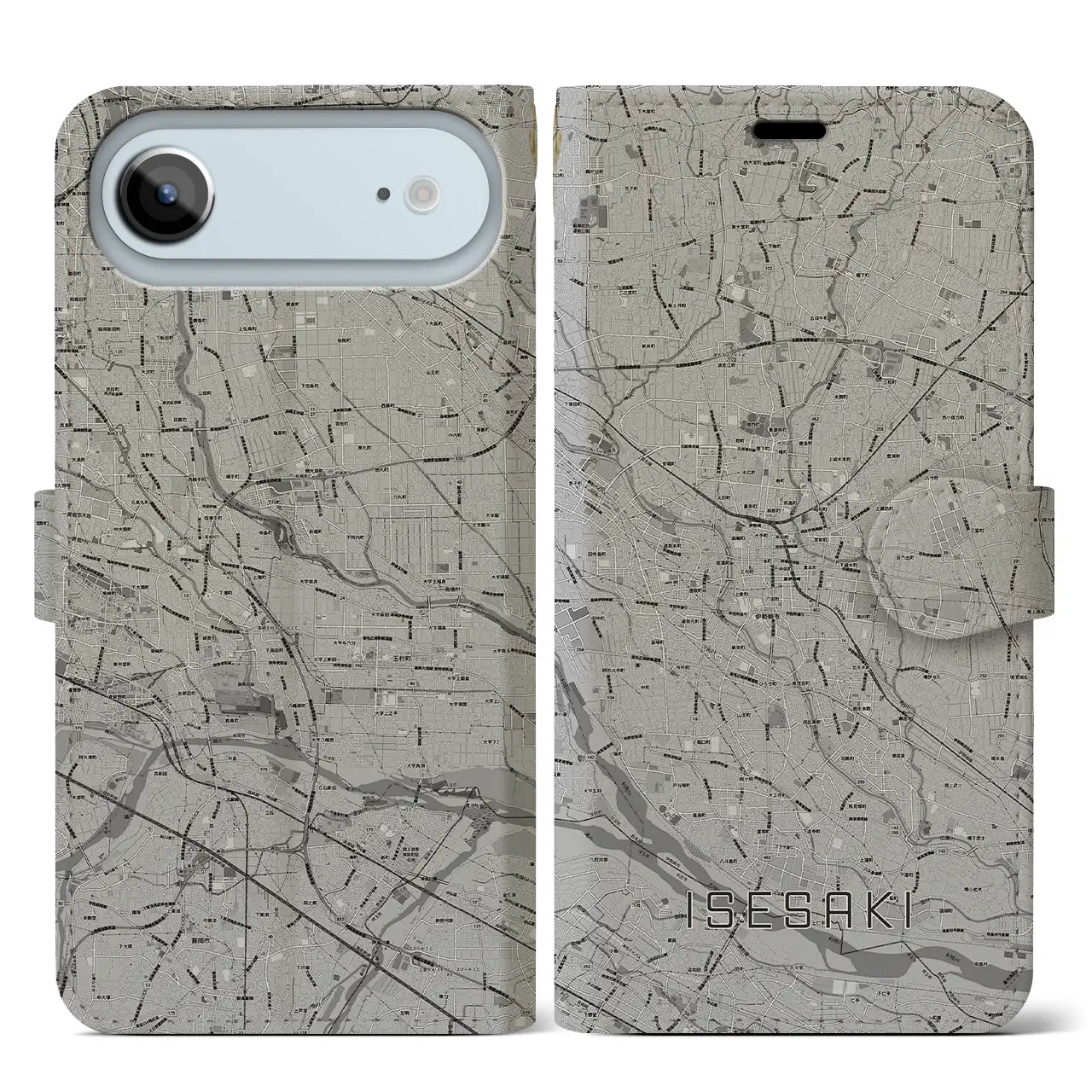 【伊勢崎（群馬県）】地図柄iPhoneケース（手帳タイプ）