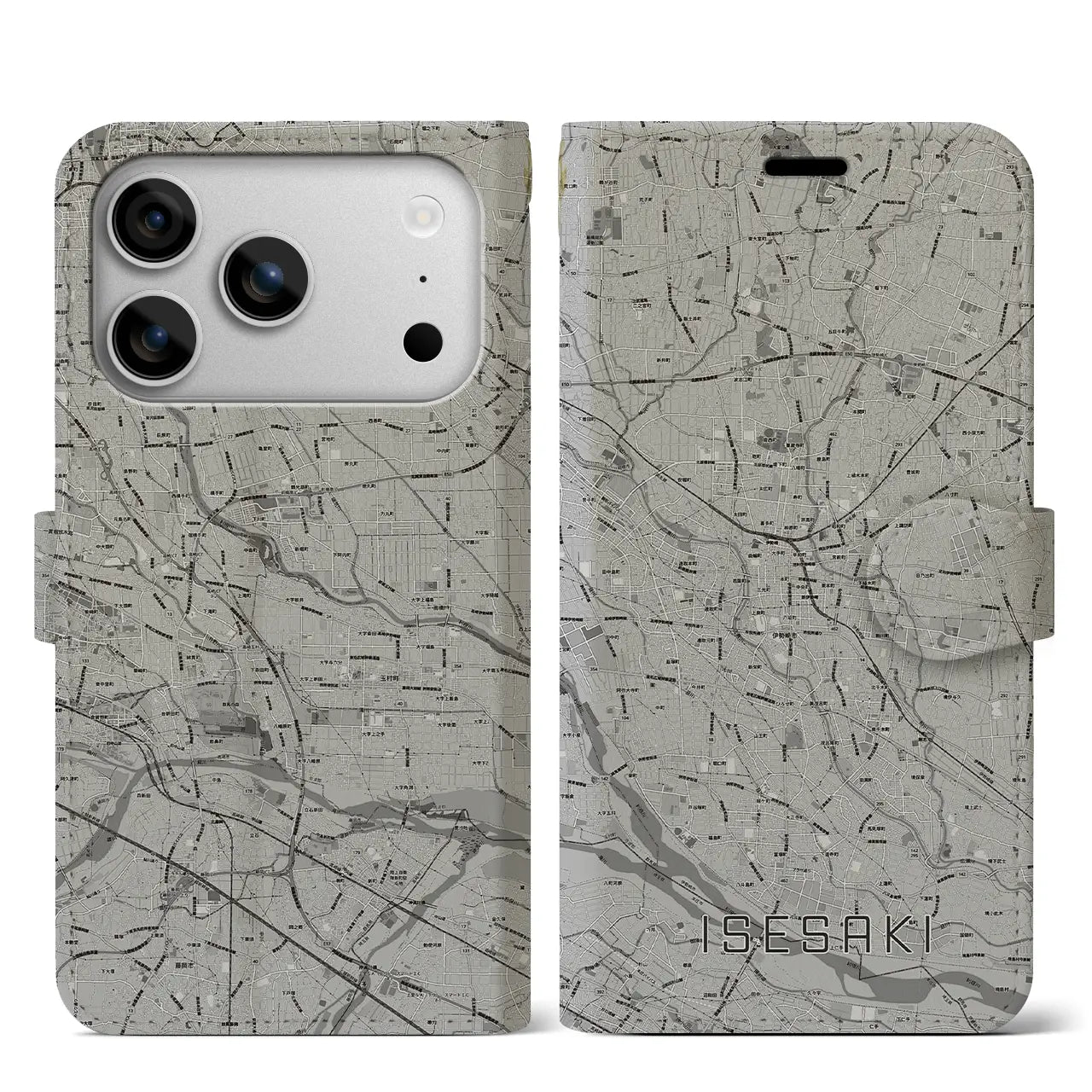 【伊勢崎（群馬県）】地図柄iPhoneケース（手帳タイプ）