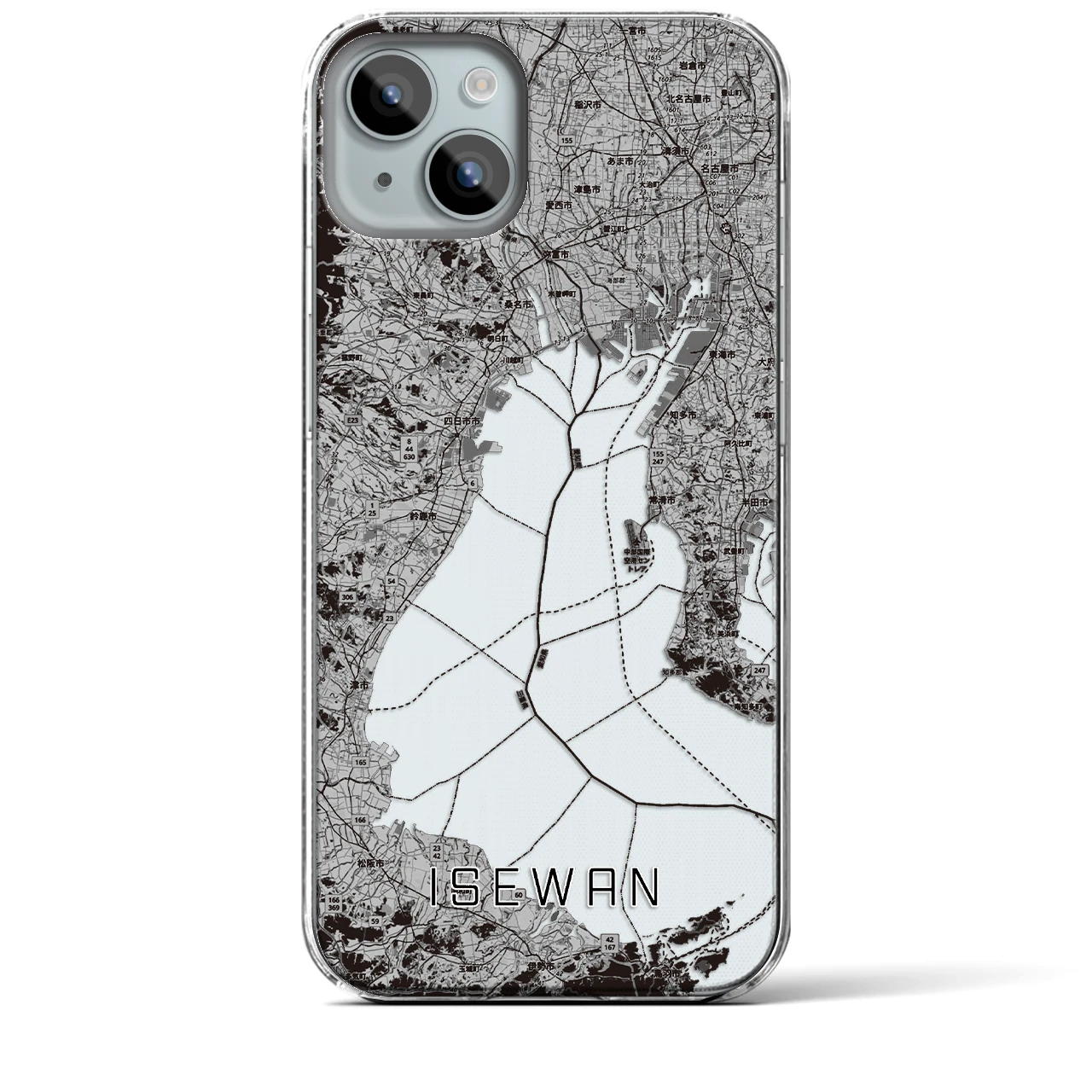 【伊勢湾（三重県）】地図柄iPhoneケース（クリアタイプ）