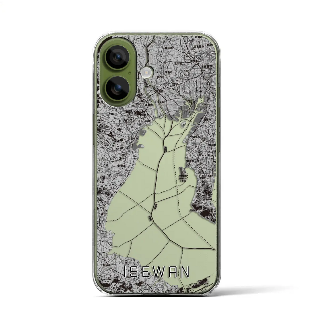【伊勢湾（三重県）】地図柄iPhoneケース（クリアタイプ）モノトーン・iPhone 17 Pro Max 用