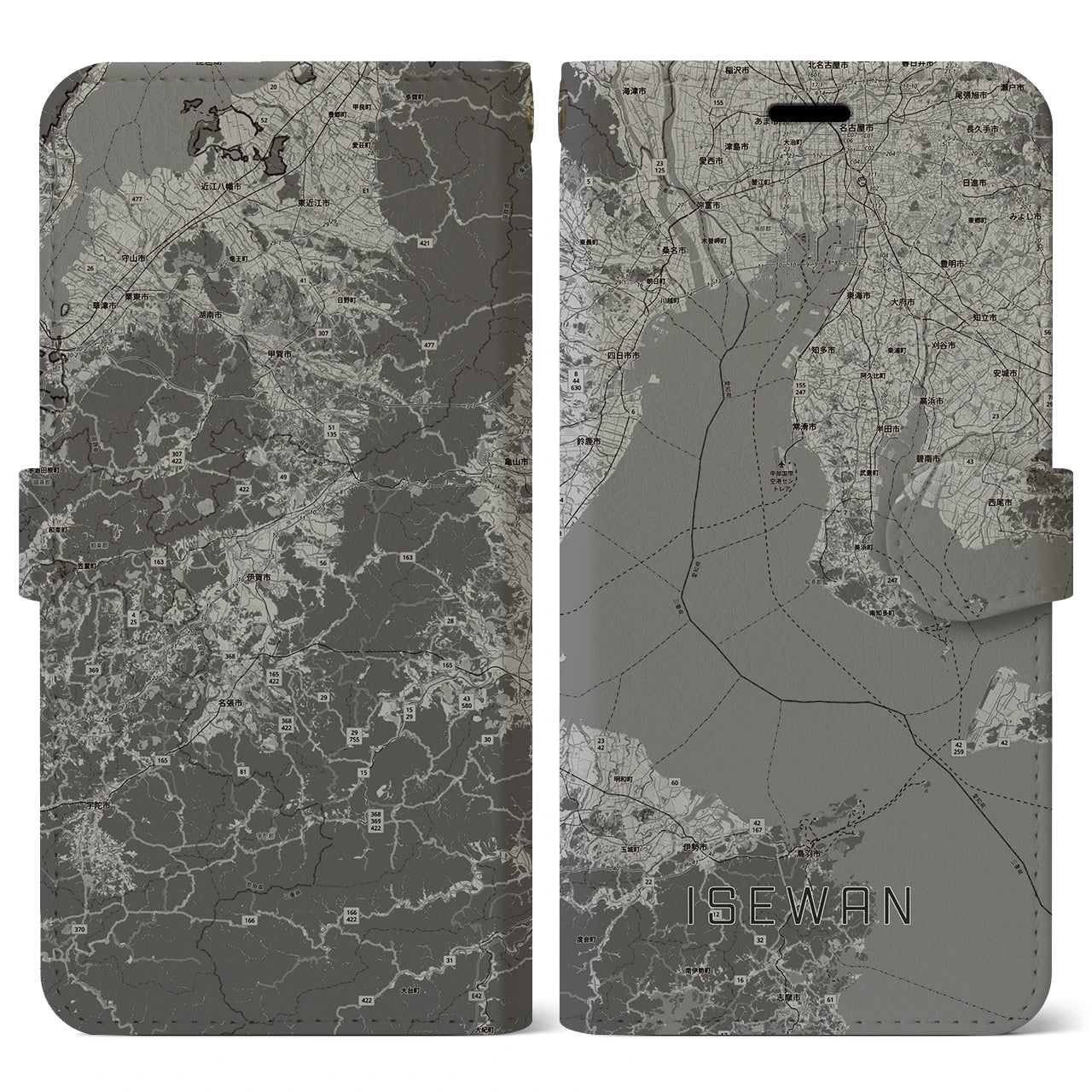 【伊勢湾（三重県）】地図柄iPhoneケース（手帳タイプ）