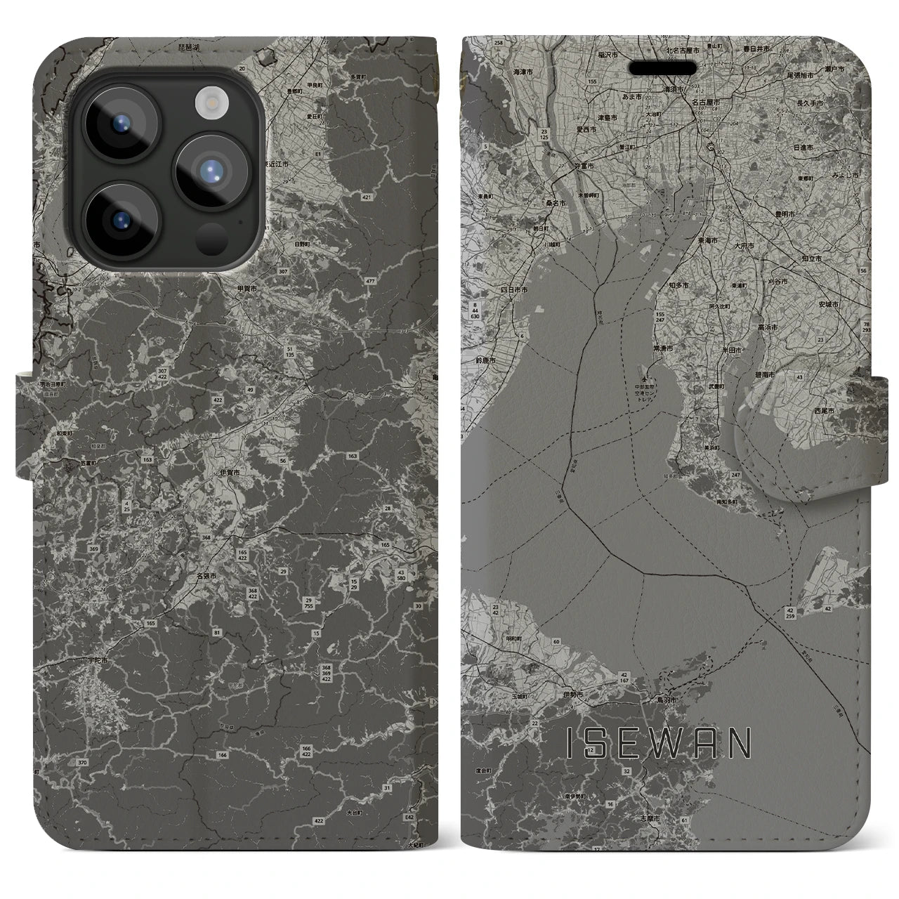 【伊勢湾（三重県）】地図柄iPhoneケース（手帳タイプ）