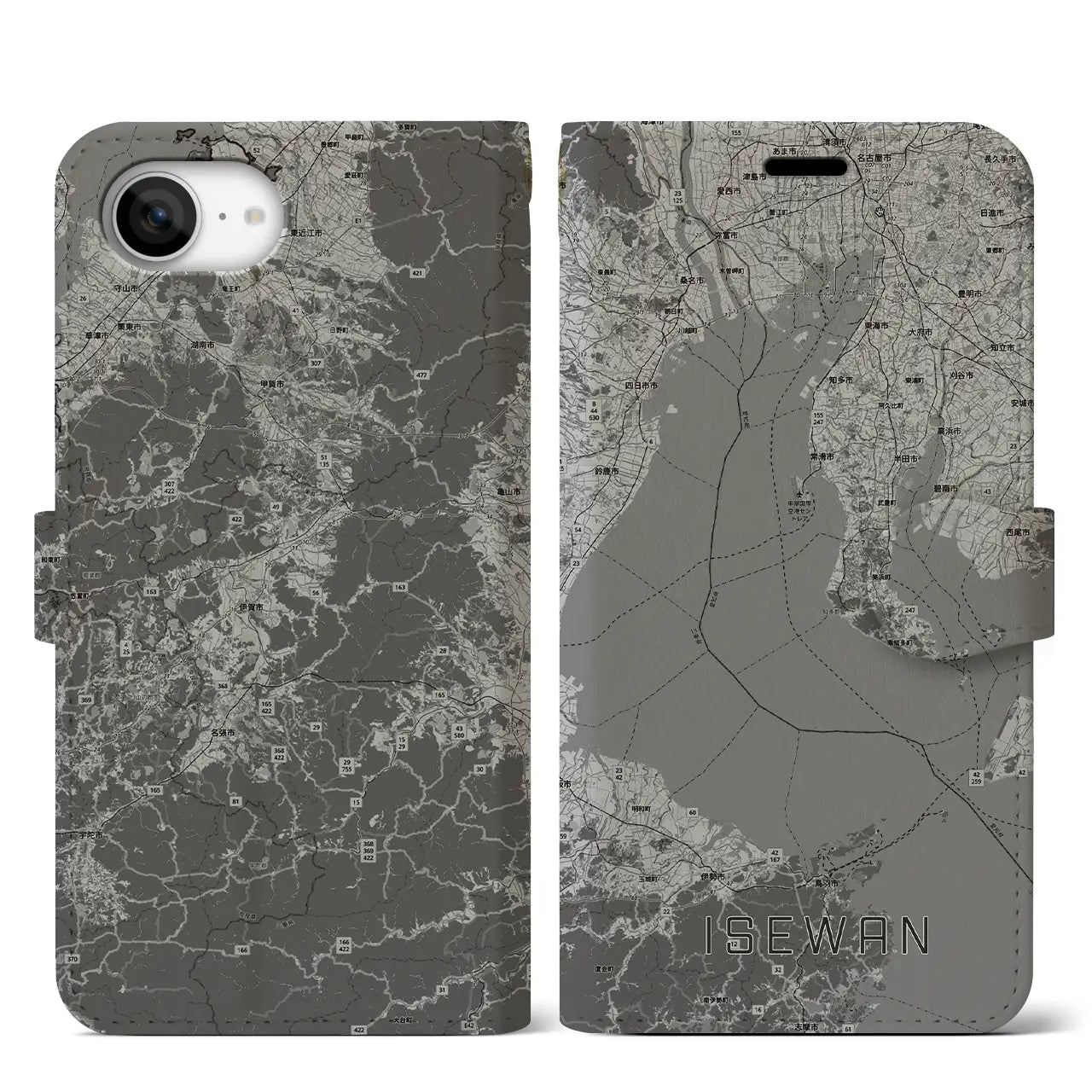【伊勢湾（三重県）】地図柄iPhoneケース（手帳タイプ）