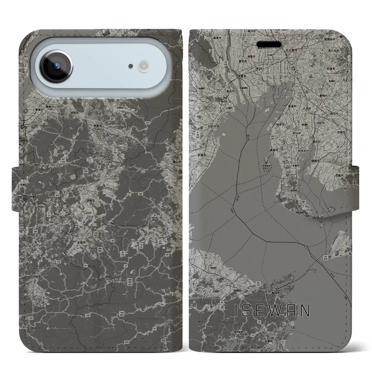 【伊勢湾（三重県）】地図柄iPhoneケース（手帳タイプ）