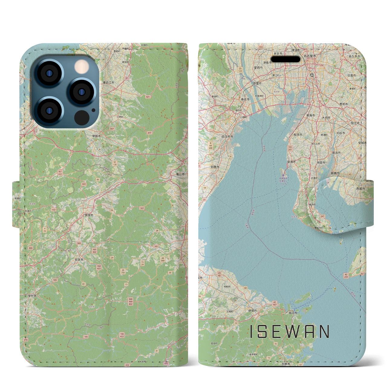 【伊勢湾（三重県）】地図柄iPhoneケース（手帳タイプ）