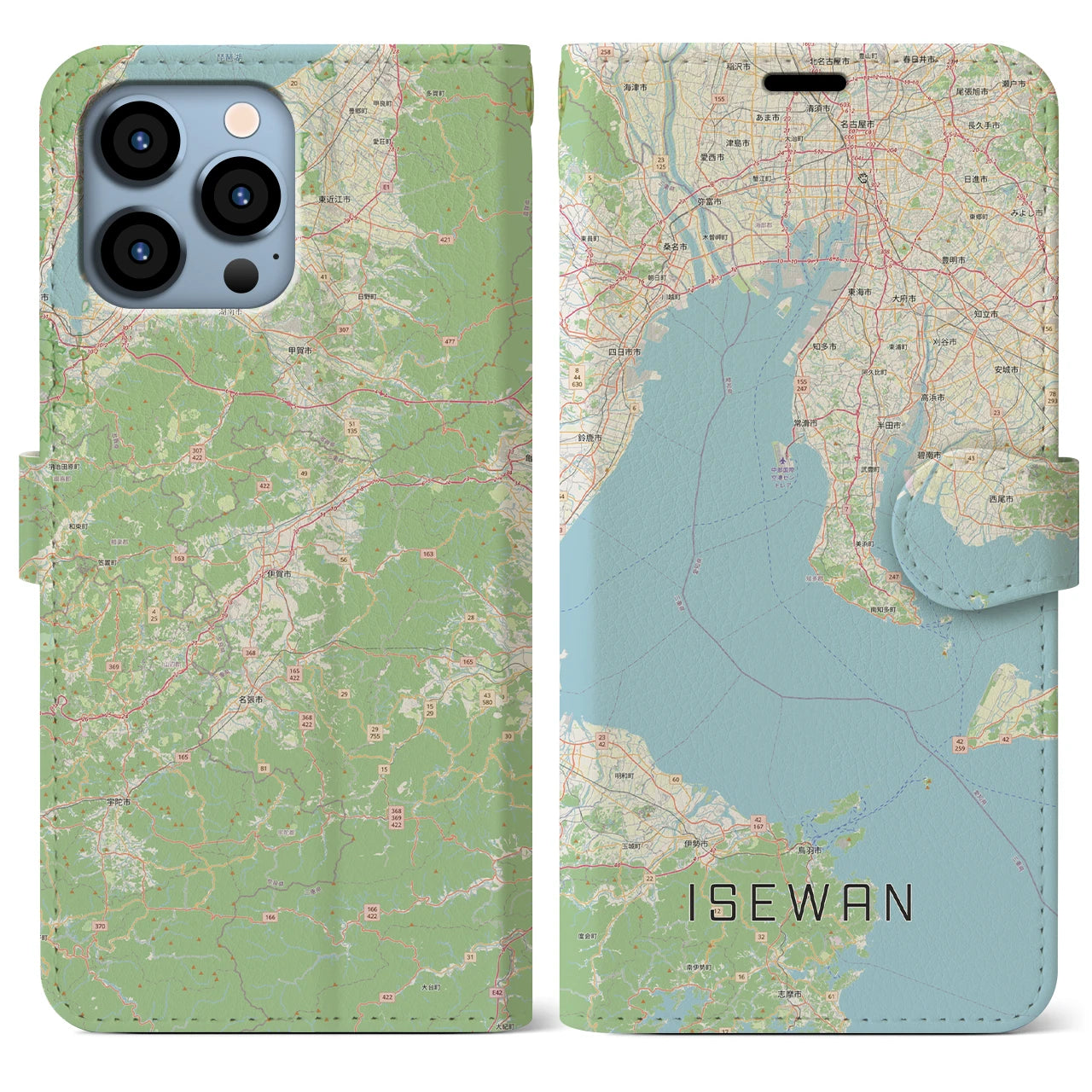【伊勢湾（三重県）】地図柄iPhoneケース（手帳タイプ）