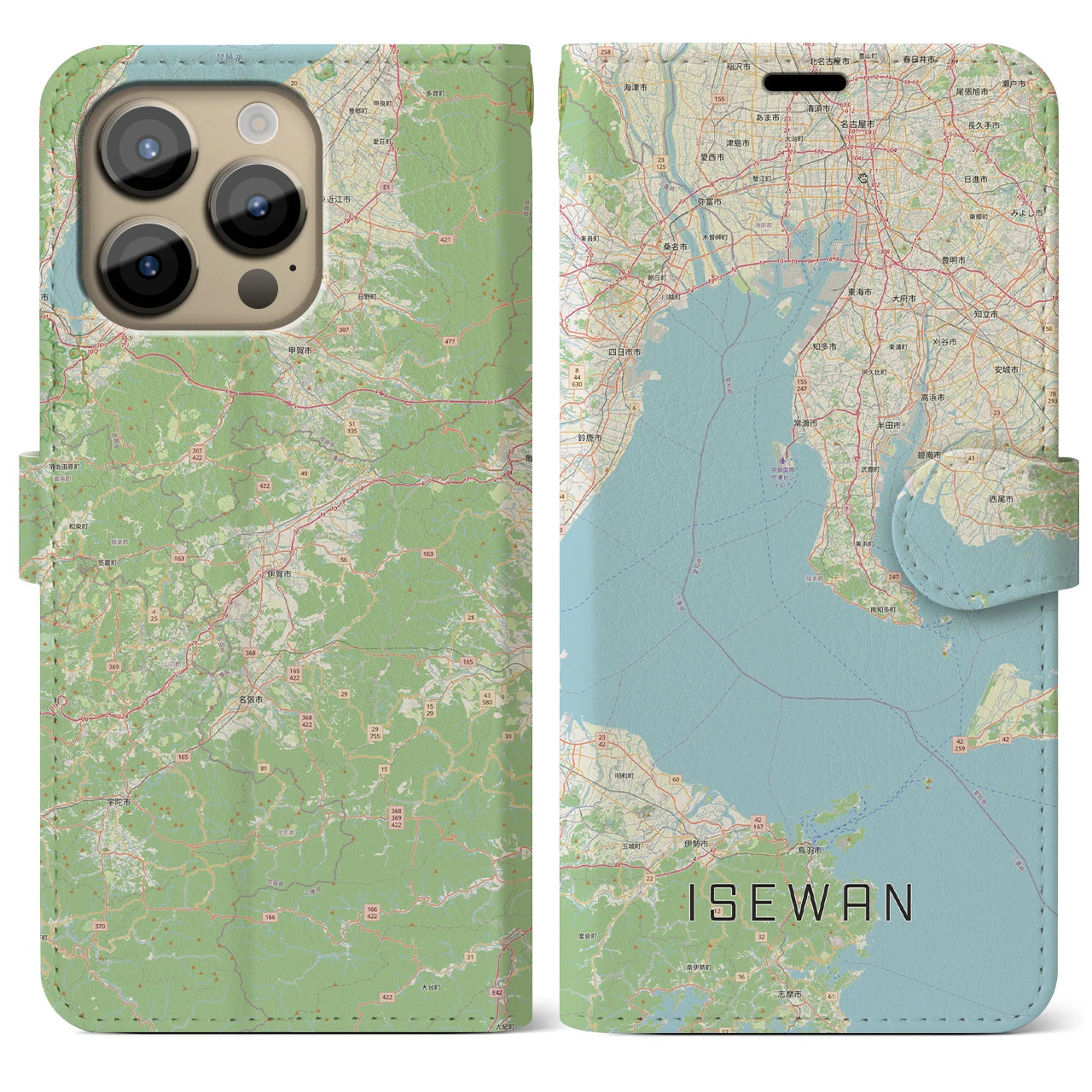 【伊勢湾（三重県）】地図柄iPhoneケース（手帳タイプ）