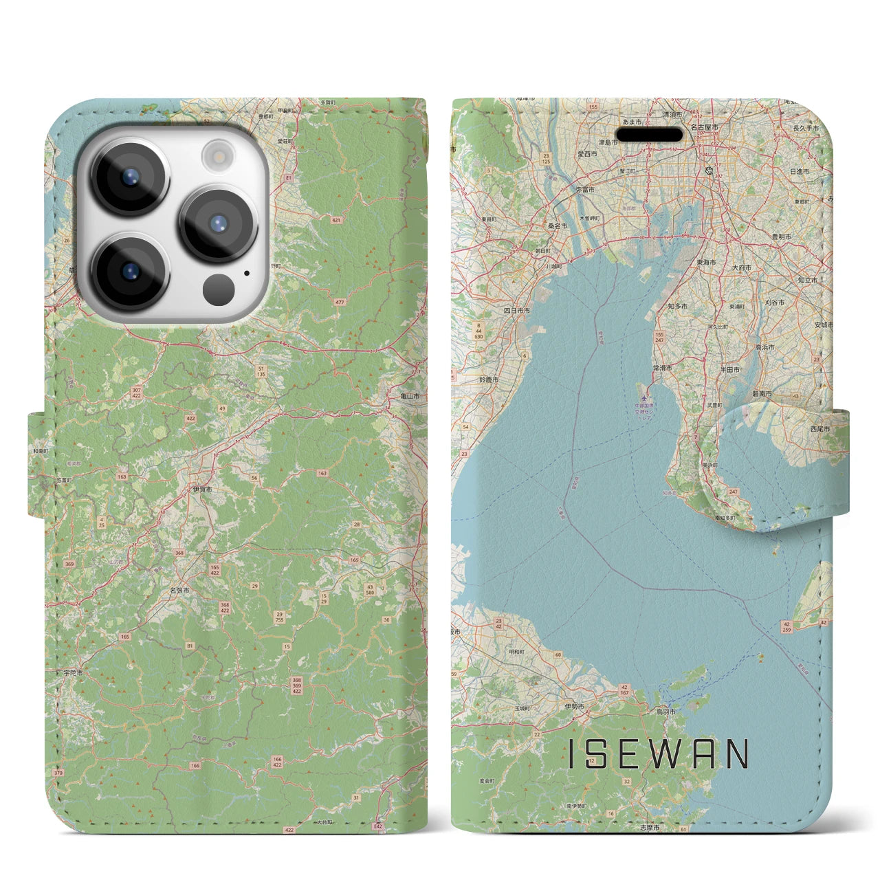 【伊勢湾（三重県）】地図柄iPhoneケース（手帳タイプ）