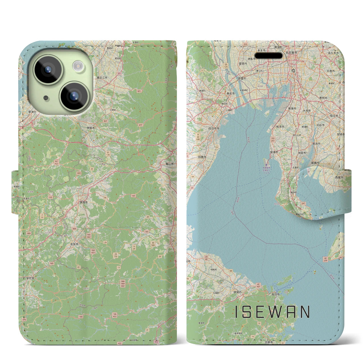 【伊勢湾（三重県）】地図柄iPhoneケース（手帳タイプ）