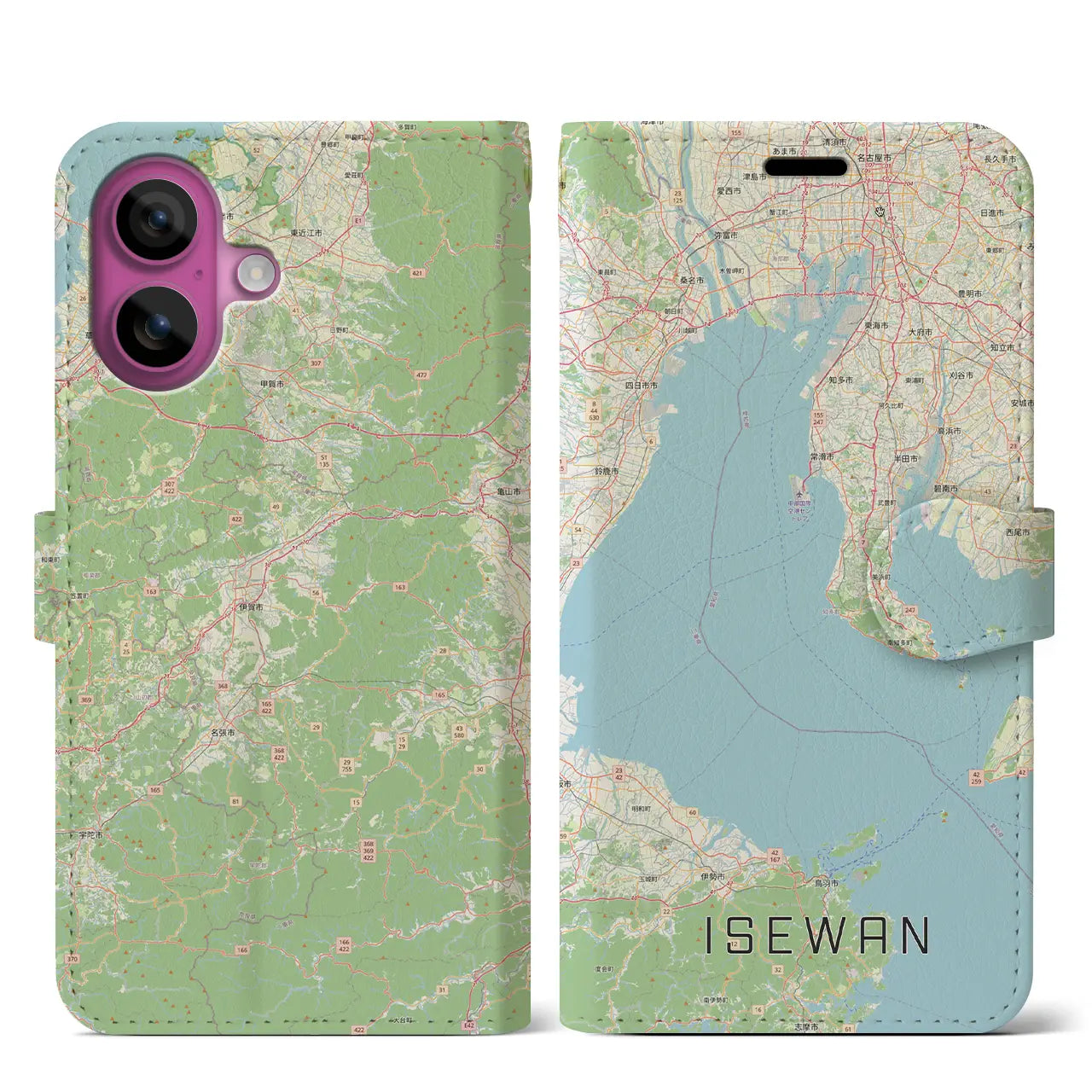 【伊勢湾（三重県）】地図柄iPhoneケース（手帳タイプ）