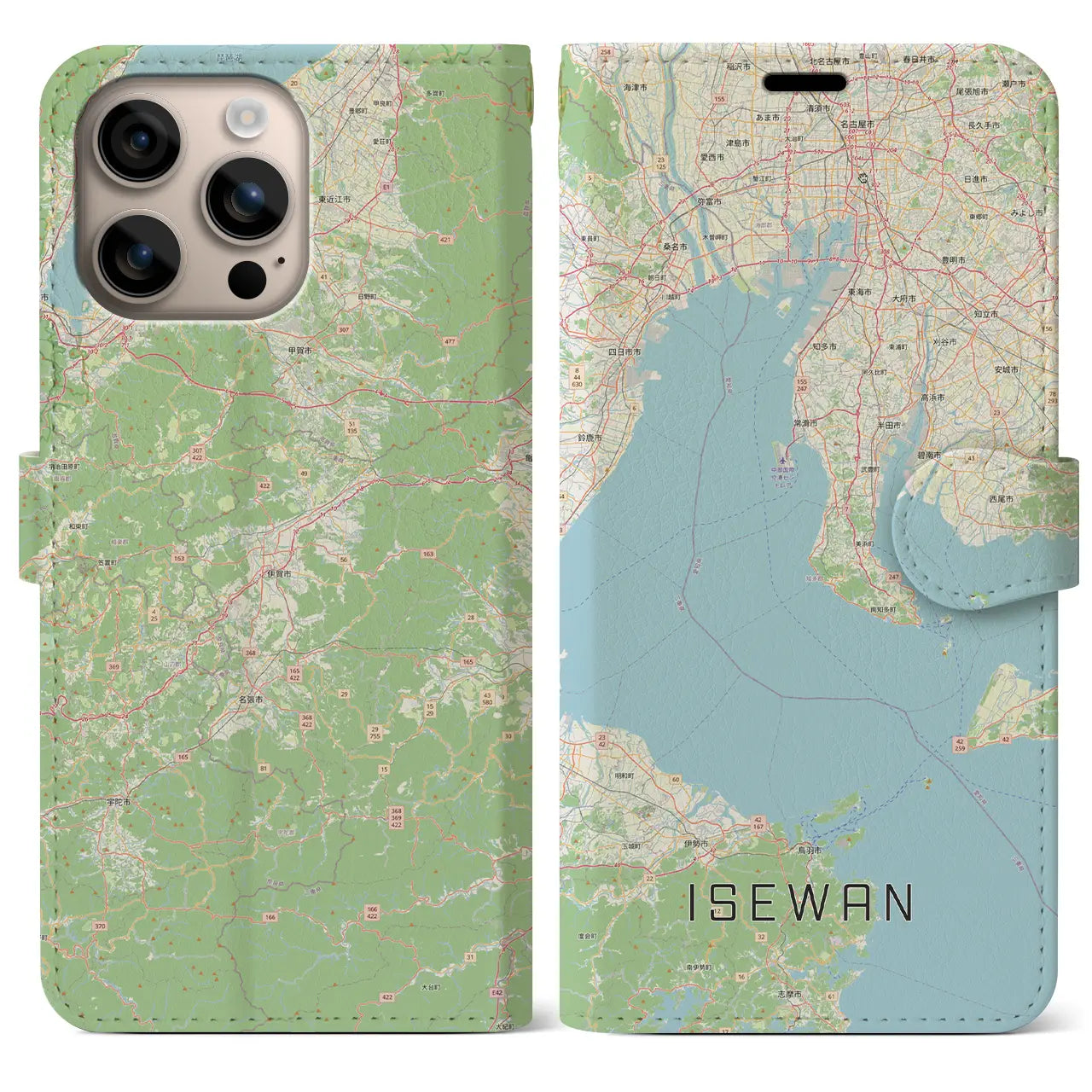 【伊勢湾（三重県）】地図柄iPhoneケース（手帳タイプ）
