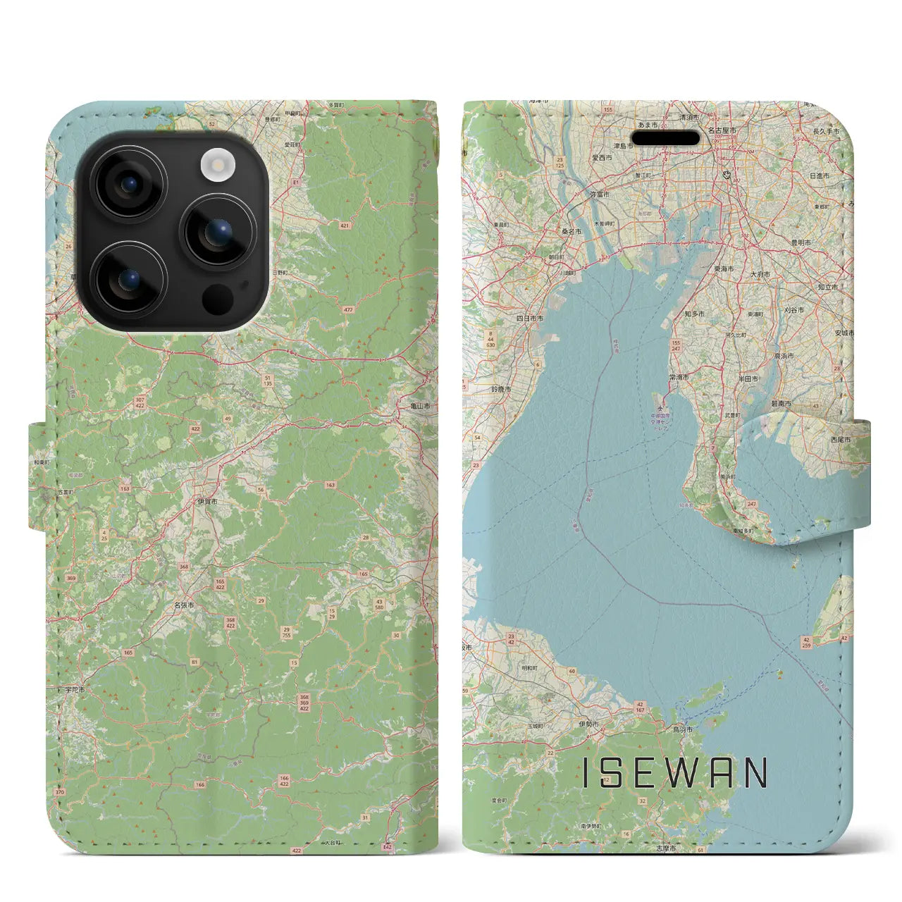【伊勢湾（三重県）】地図柄iPhoneケース（手帳タイプ）