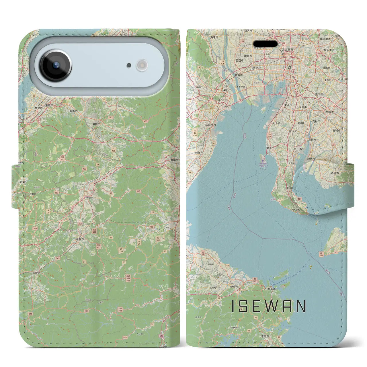 【伊勢湾（三重県）】地図柄iPhoneケース（手帳タイプ）ナチュラル・iPhone 17 Pro Max 用