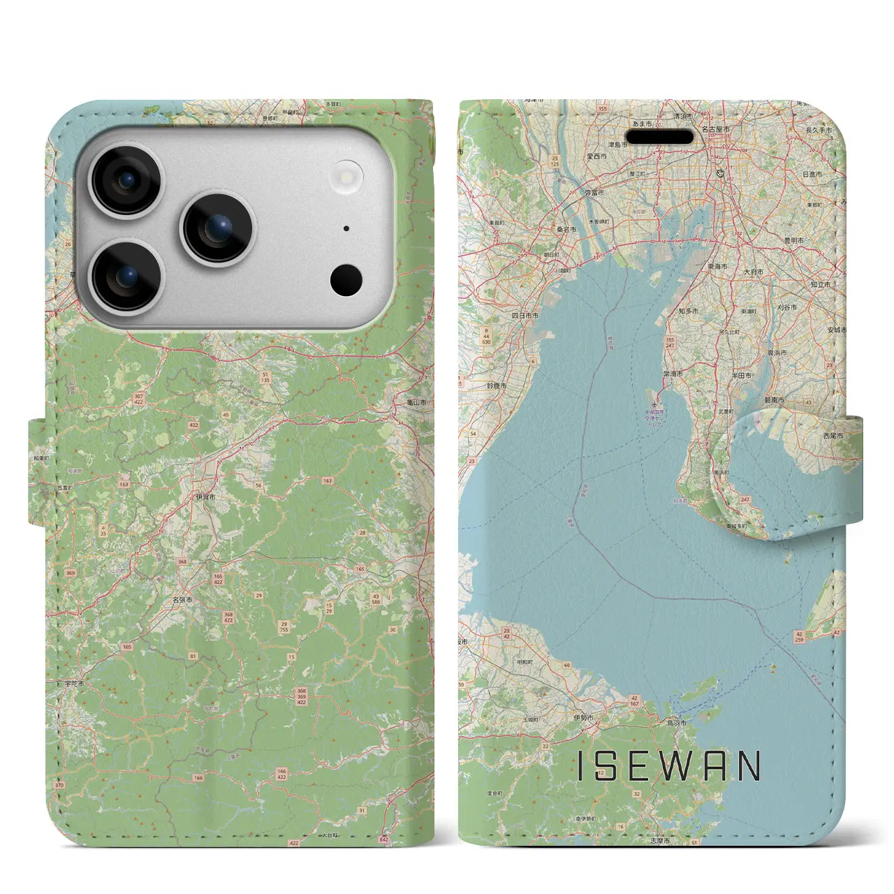 【伊勢湾（三重県）】地図柄iPhoneケース（手帳タイプ）