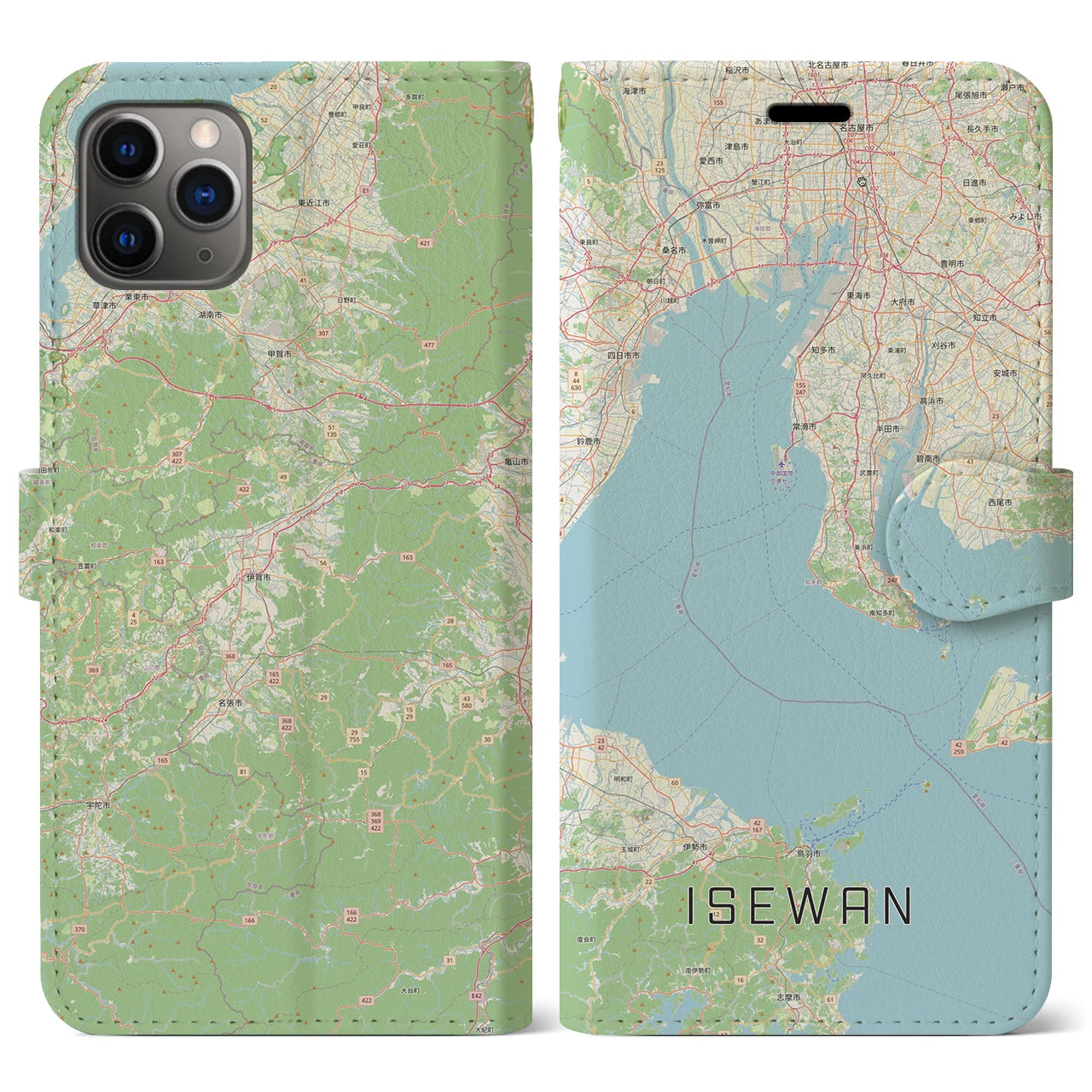【伊勢湾（三重県）】地図柄iPhoneケース（手帳タイプ）