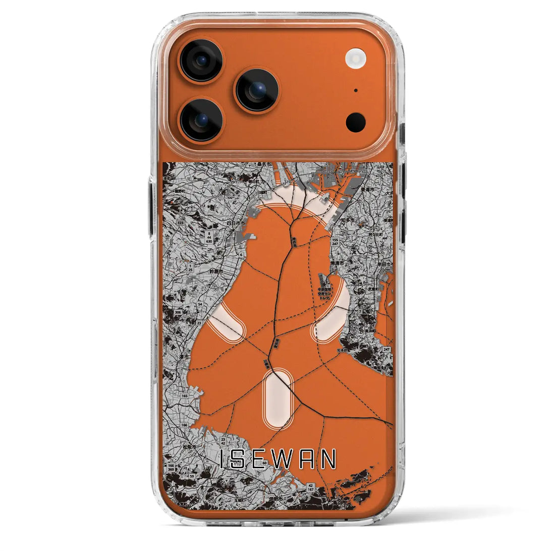 【伊勢湾（三重県）】地図柄iPhoneケース（MagSafeタイプ）モノトーン・iPhone 17 Pro Max 用