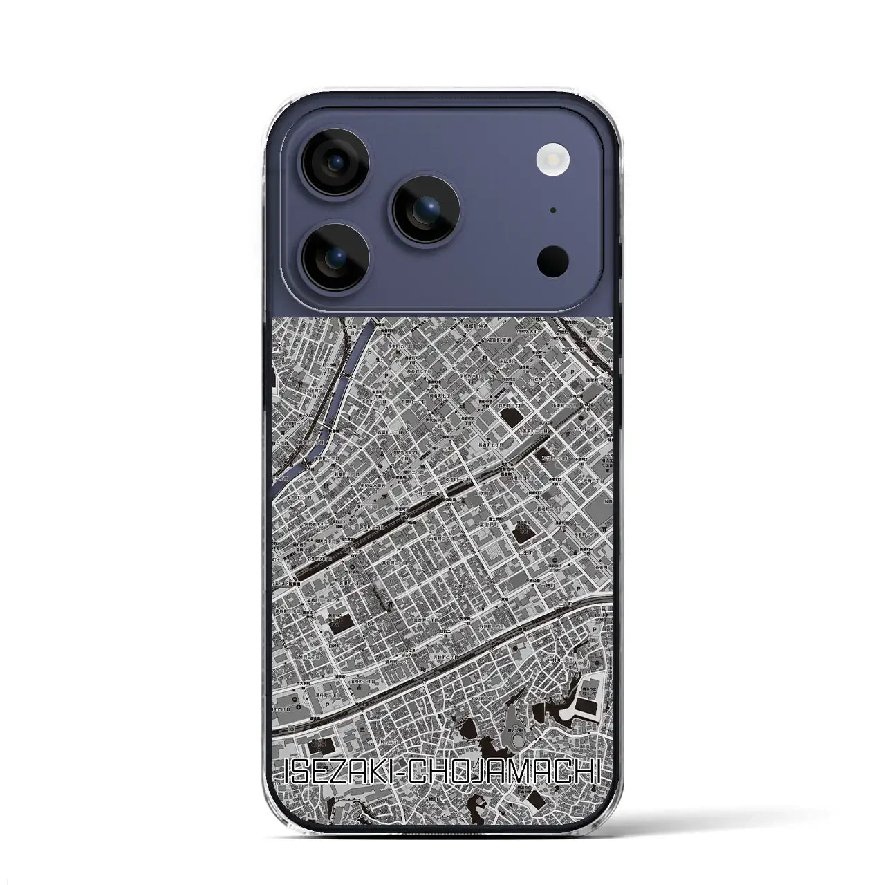【伊勢佐木長者町（神奈川県）】地図柄iPhoneケース（クリアタイプ）モノトーン・iPhone 17 Pro Max 用