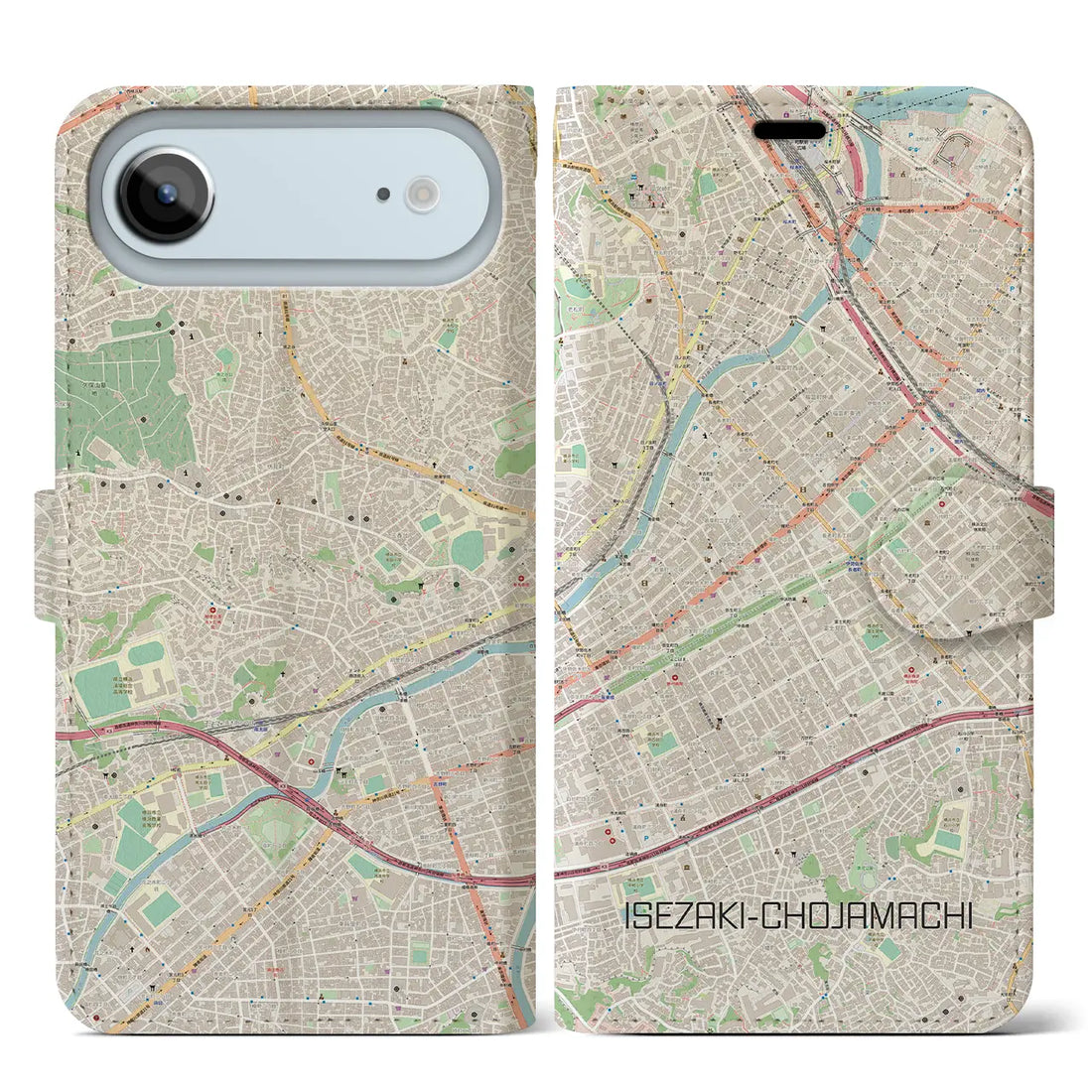 【伊勢佐木長者町（神奈川県）】地図柄iPhoneケース（手帳タイプ）モノトーン・iPhone 17 Pro Max 用