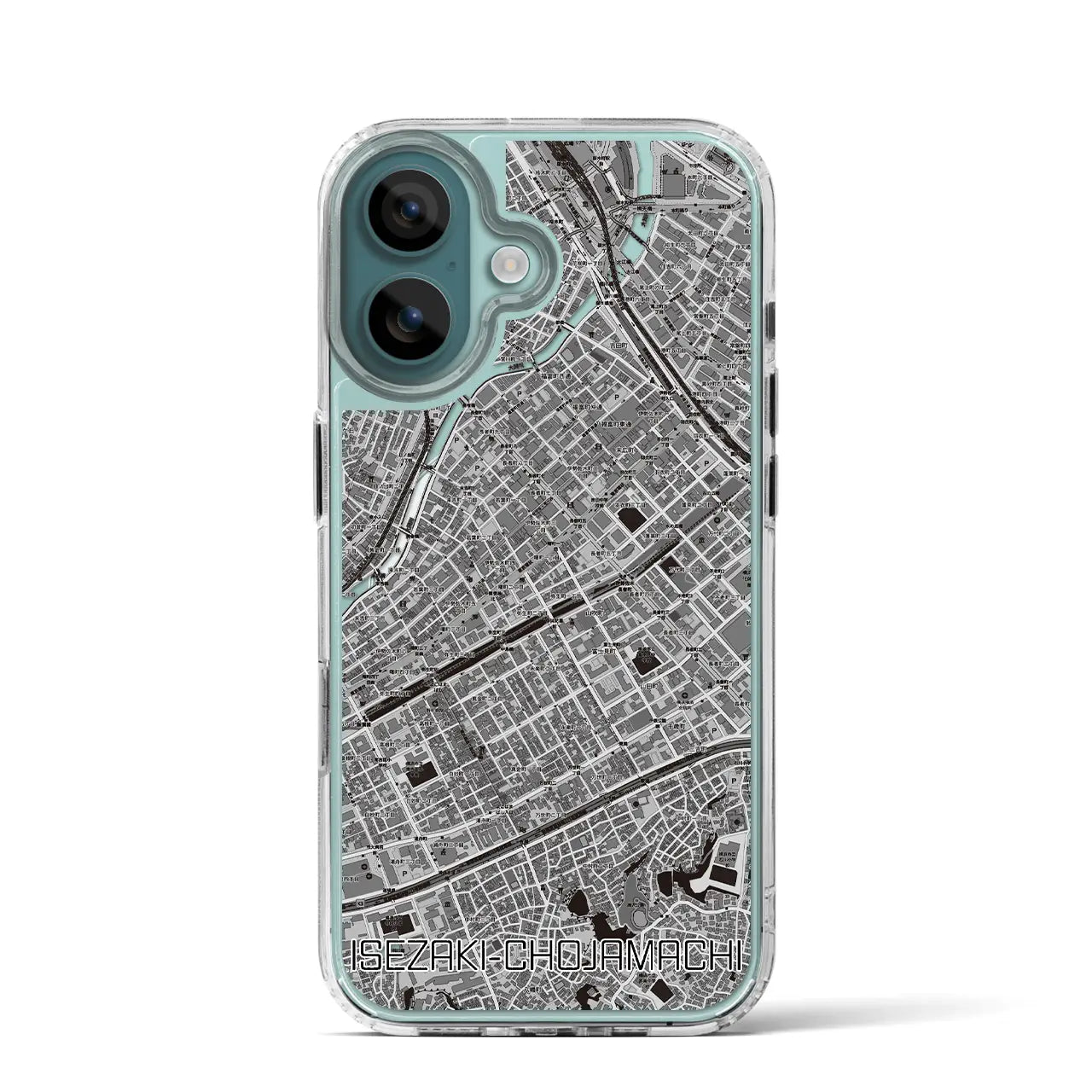 【伊勢佐木長者町（神奈川県）】地図柄iPhoneケース（MagSafeタイプ）モノトーン・iPhone 16 Pro 用
