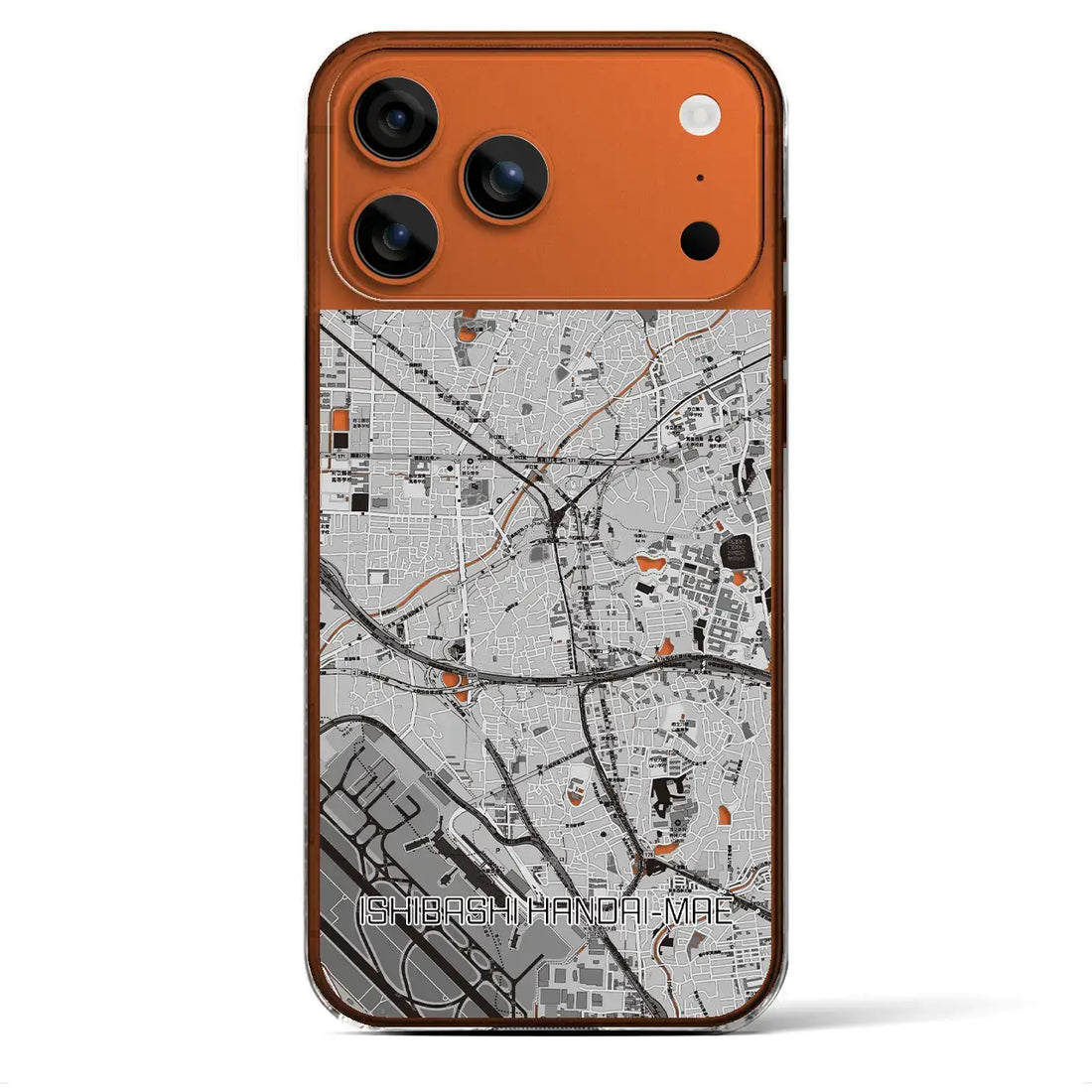 【石橋阪大前(大阪府)】地図柄iPhoneケース(クリアタイプ)モノトーン・iPhone 17 Pro Max 用