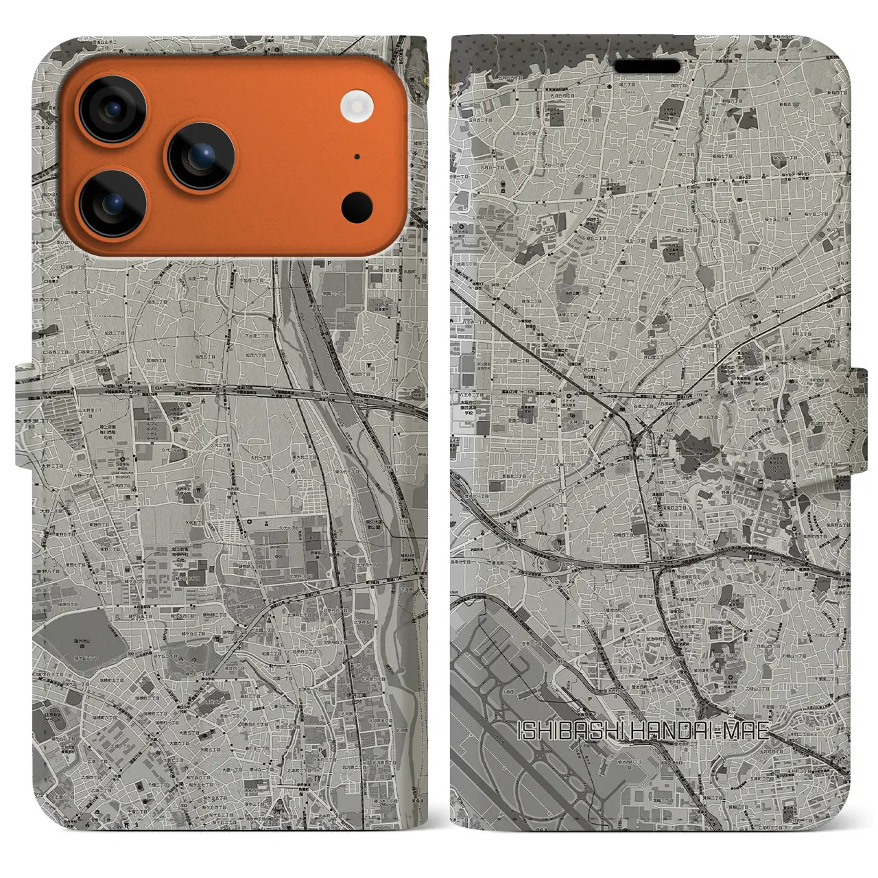 【石橋阪大前（大阪府）】地図柄iPhoneケース（手帳タイプ）