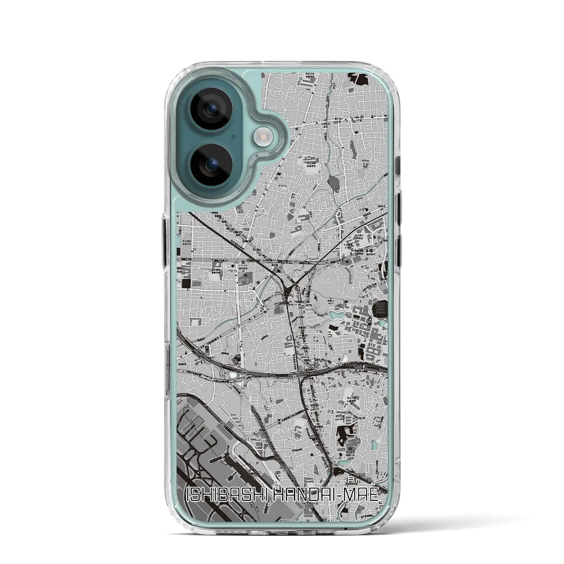 【石橋阪大前（大阪府）】地図柄iPhoneケース（MagSafeタイプ）モノトーン・iPhone 16 Pro 用