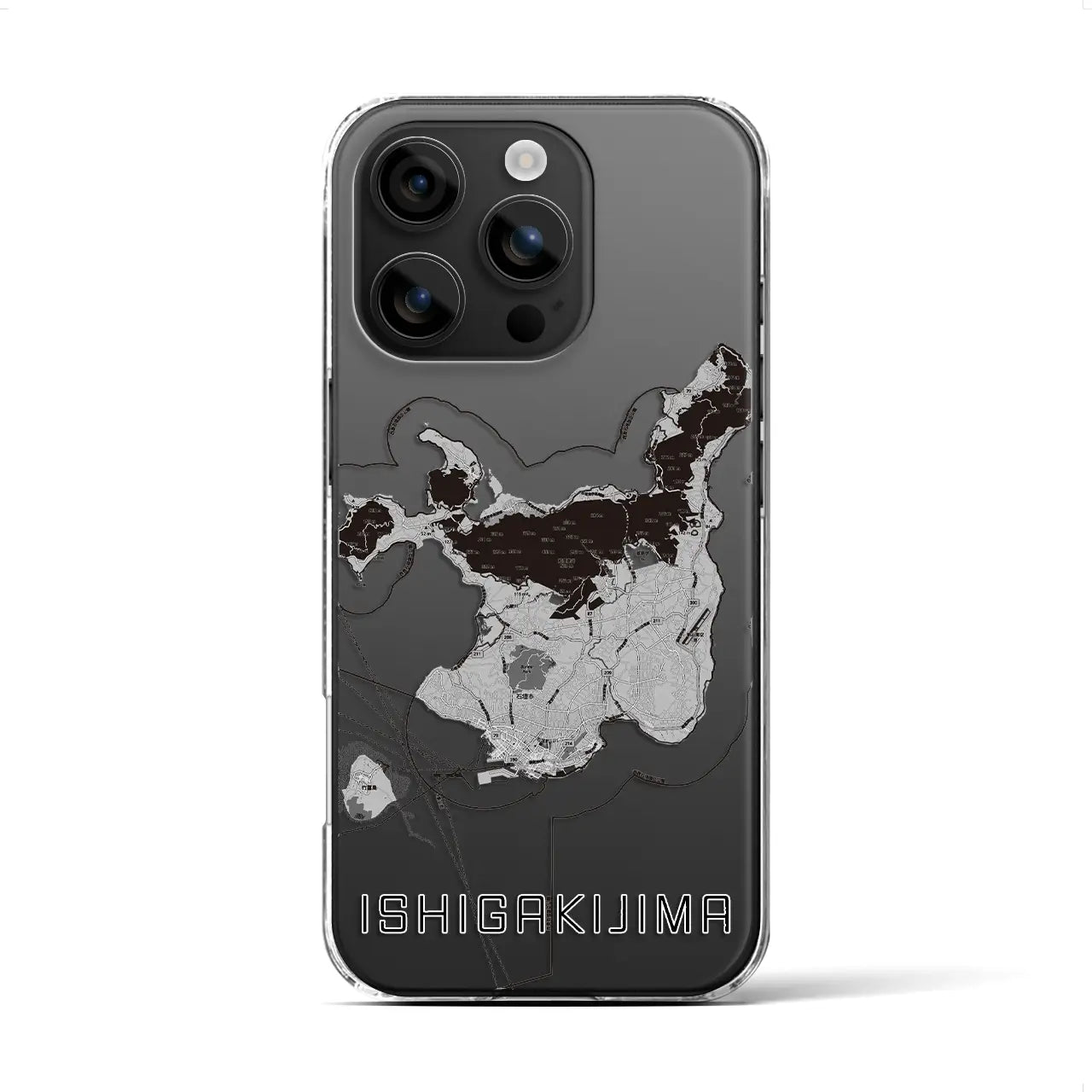 【石垣島（沖縄県）】地図柄iPhoneケース（クリアタイプ）モノトーン・iPhone 16 用