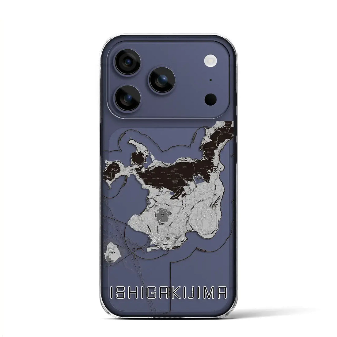 【石垣島(沖縄県)】地図柄iPhoneケース(クリアタイプ)モノトーン・iPhone 17 Pro Max 用