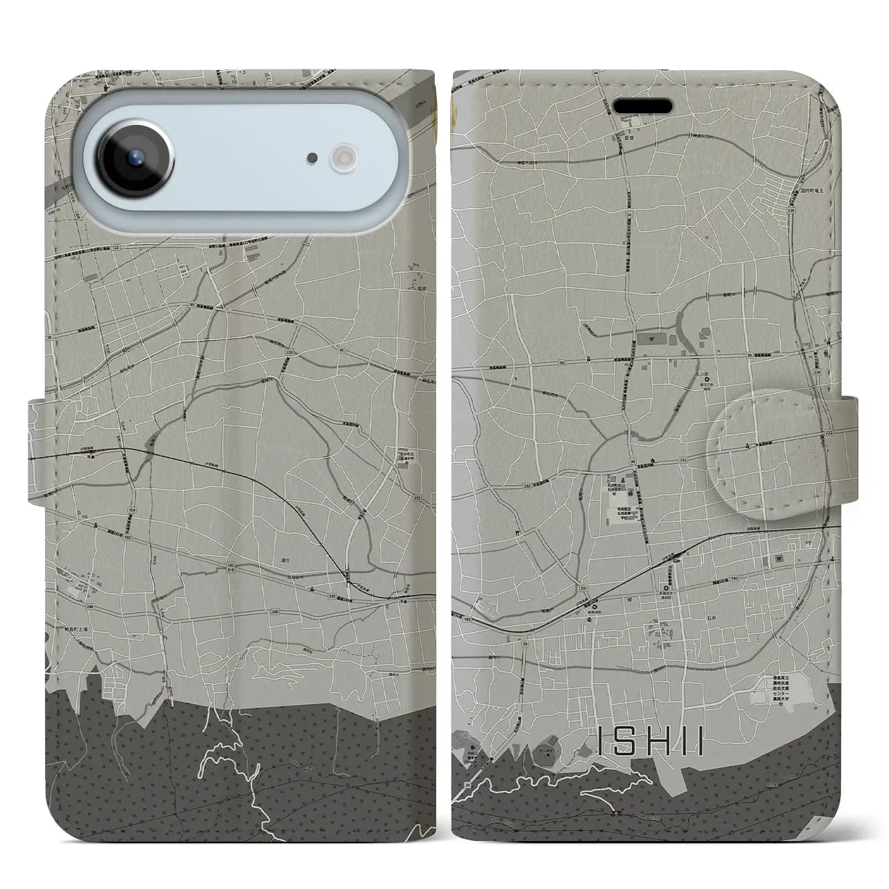 【石井（徳島県）】地図柄iPhoneケース（手帳タイプ）
