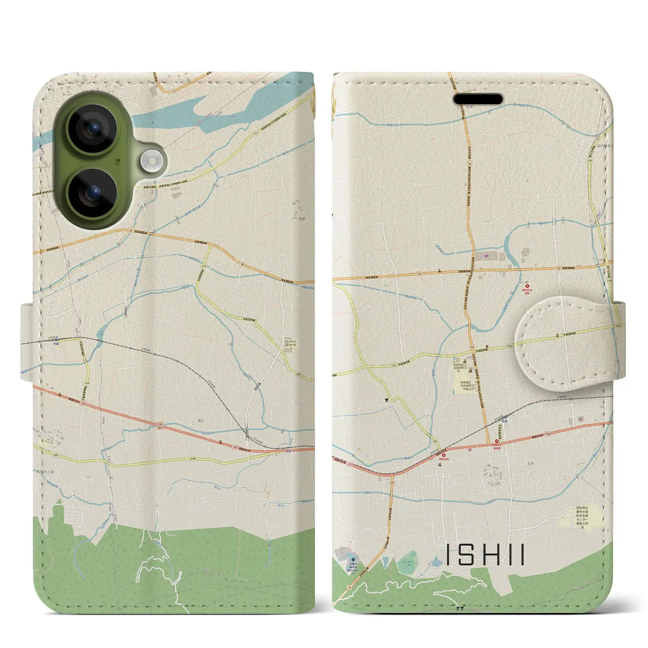 【石井（徳島県）】地図柄iPhoneケース（手帳タイプ）