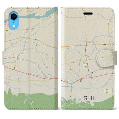 【石井（徳島県）】地図柄iPhoneケース（手帳タイプ）ナチュラル・iPhone XR 用