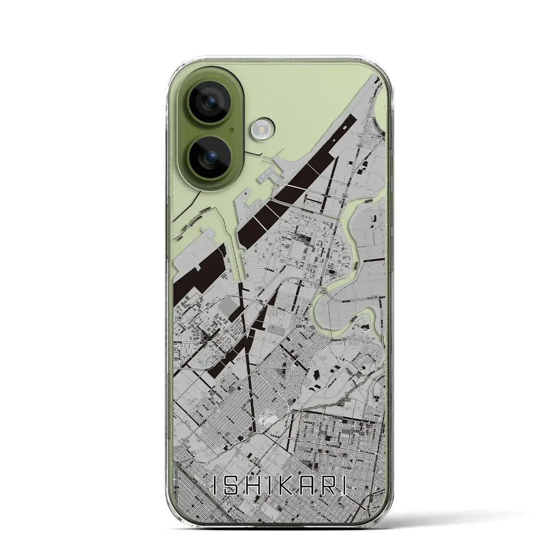 【石狩(北海道)】地図柄iPhoneケース(クリアタイプ)モノトーン・iPhone 17 Pro Max 用