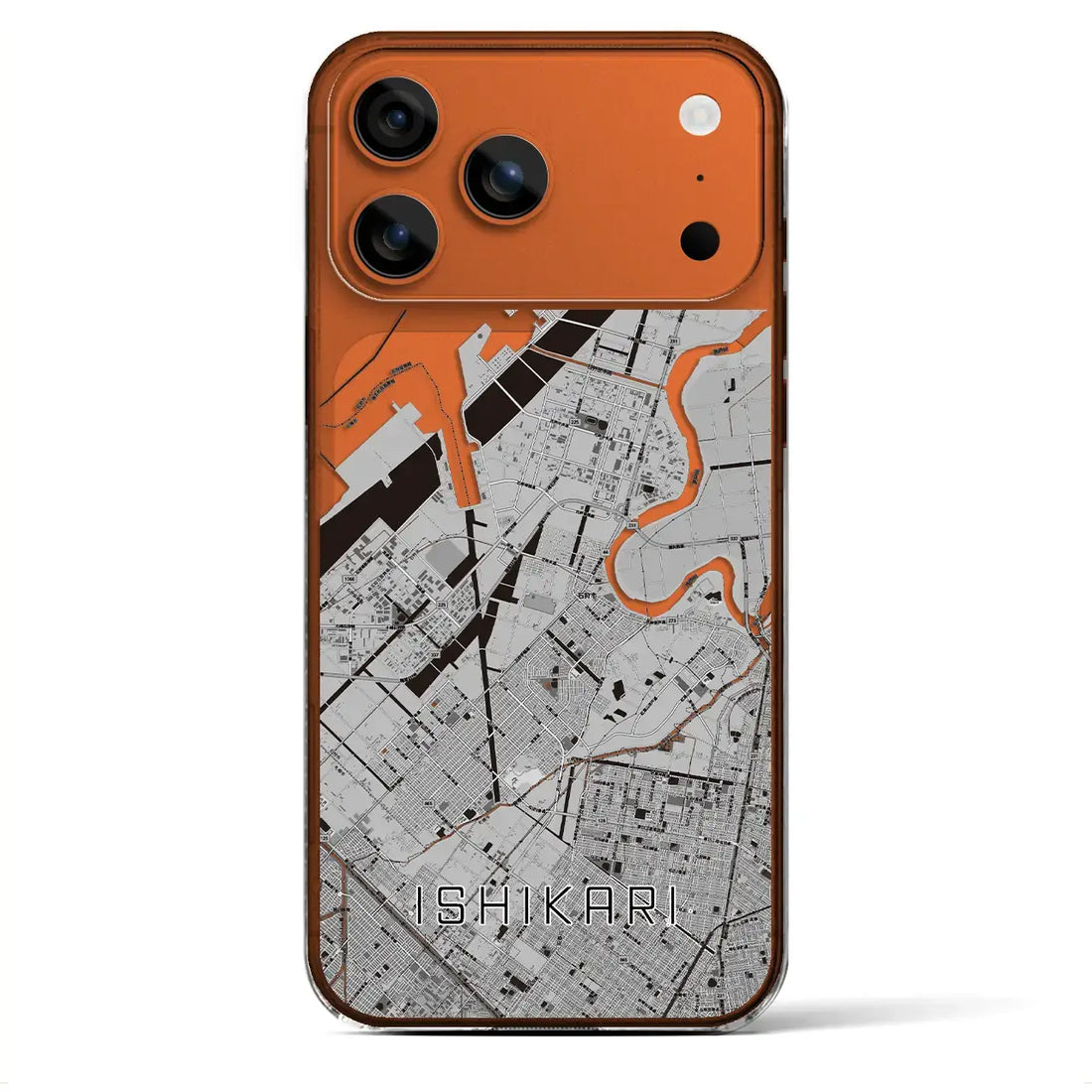 【石狩（北海道）】地図柄iPhoneケース（クリアタイプ）モノトーン・iPhone 17 Pro Max 用