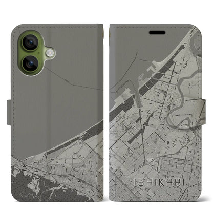 【石狩（北海道）】地図柄iPhoneケース（手帳タイプ）