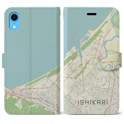 【石狩（北海道）】地図柄iPhoneケース（手帳タイプ）ナチュラル・iPhone XR 用