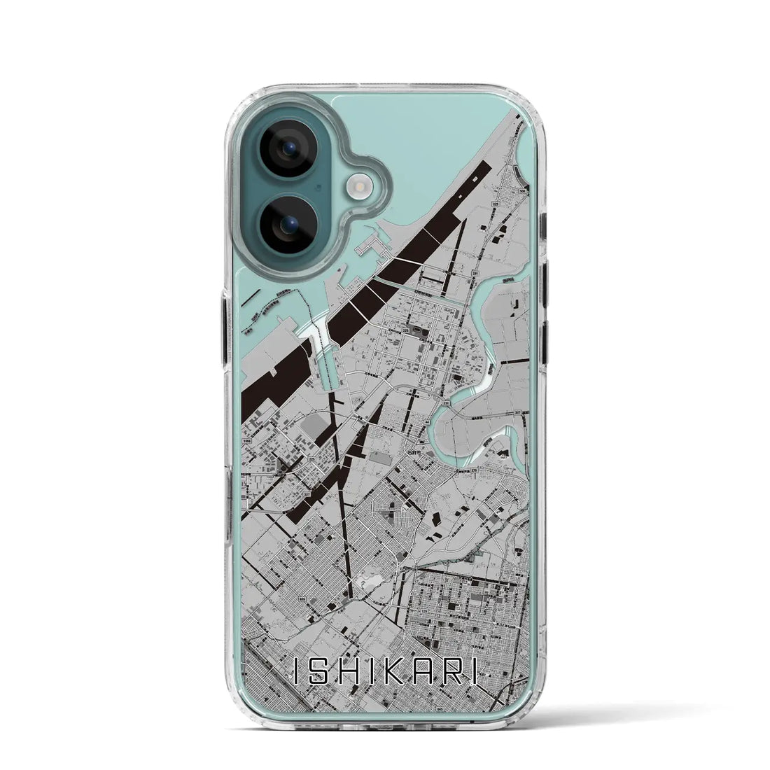 【石狩（北海道）】地図柄iPhoneケース（MagSafeタイプ）モノトーン・iPhone 16 Pro 用