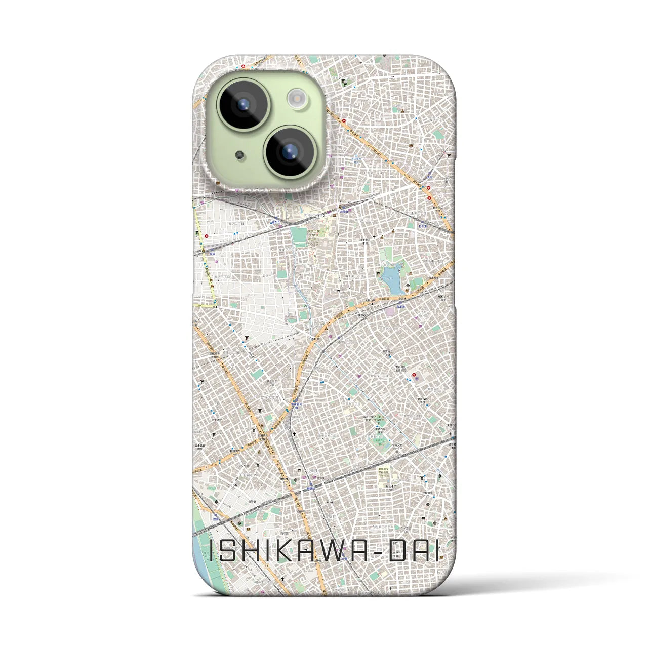 【石川台（東京都）】地図柄iPhoneケース（バックカバータイプ）