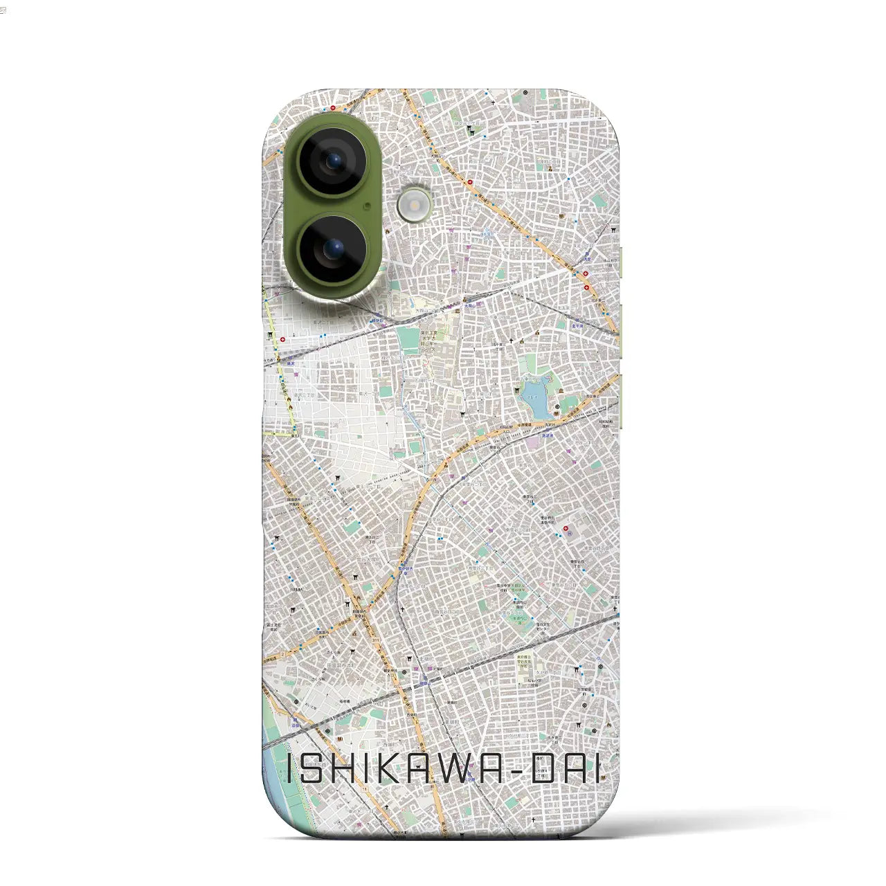 【石川台（東京都）】地図柄iPhoneケース（バックカバータイプ）