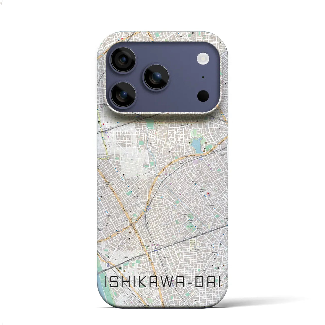 【石川台（東京都）】地図柄iPhoneケース（バックカバータイプ）ブラック・iPhone 17 Pro Max 用