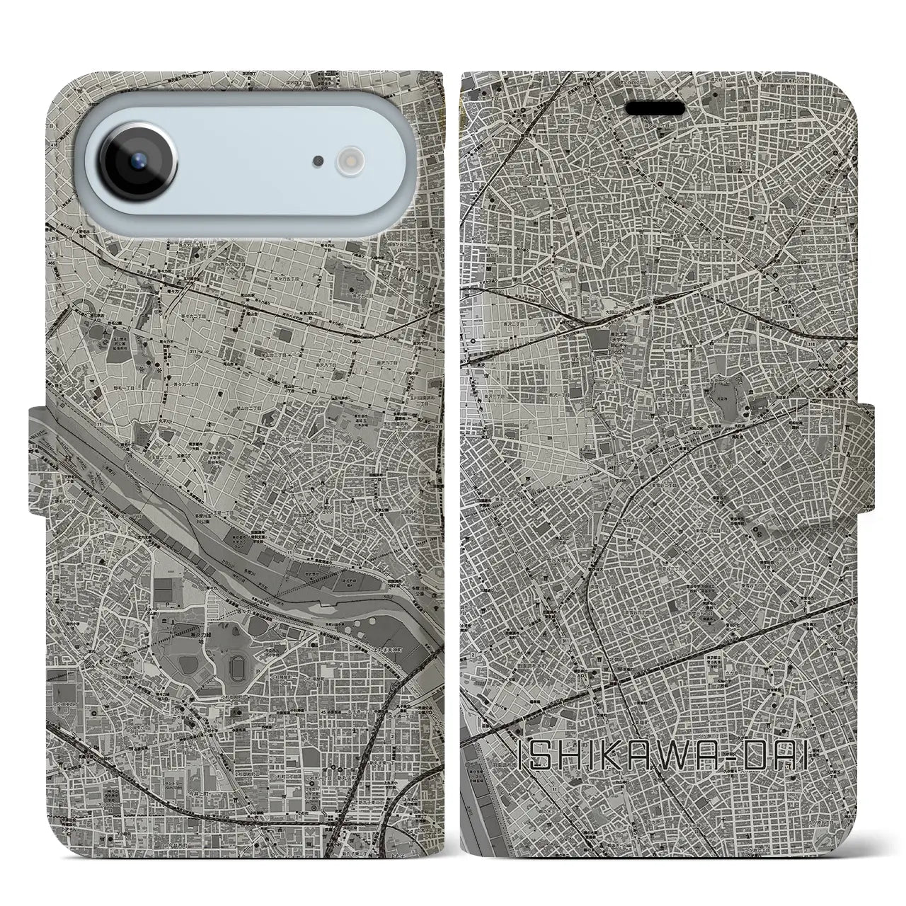 【石川台（東京都）】地図柄iPhoneケース（手帳タイプ）