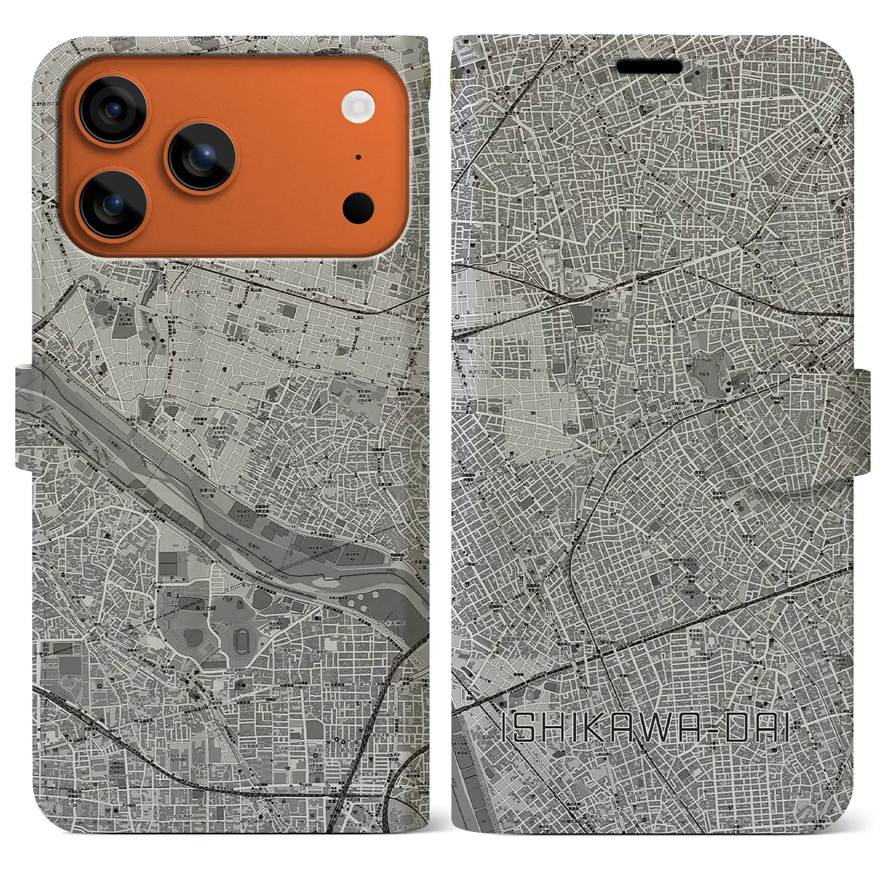 【石川台（東京都）】地図柄iPhoneケース（手帳タイプ）