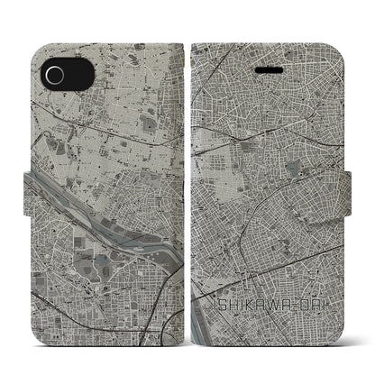 【石川台（東京都）】地図柄iPhoneケース（手帳タイプ）モノトーン・iPhone SE（第3 / 第2世代） / 8 / 7 / 6s / 6 用
