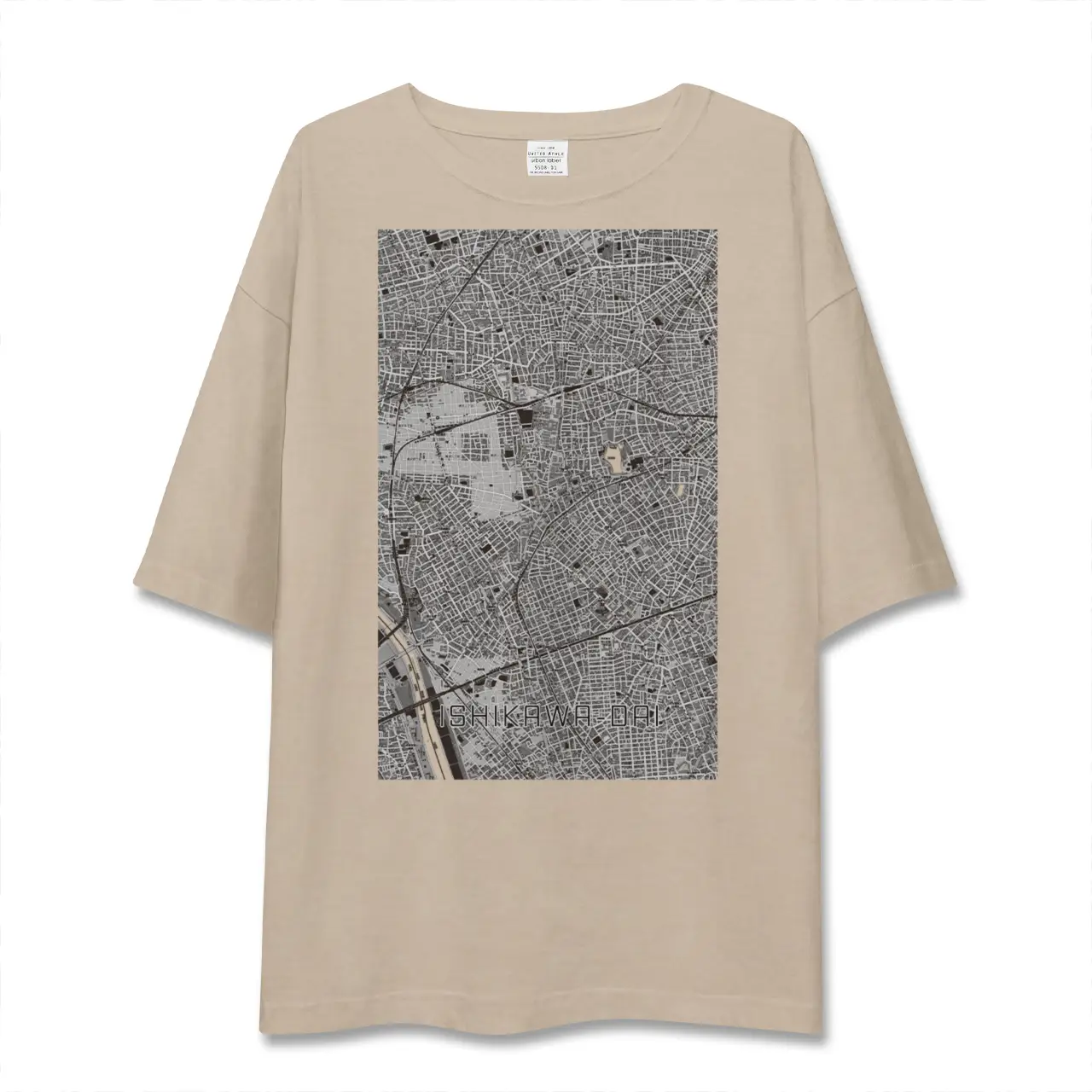 【石川台（東京都）】地図柄ビッグシルエットTシャツ
