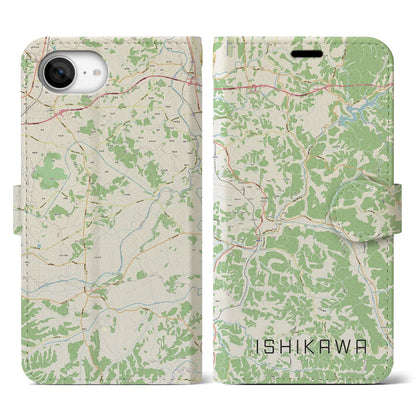 【石川（福島県）】地図柄iPhoneケース（手帳タイプ）