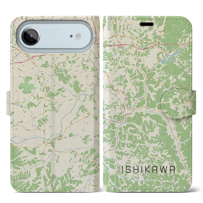 【石川（福島県）】地図柄iPhoneケース（手帳タイプ）