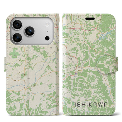 【石川（福島県）】地図柄iPhoneケース（手帳タイプ）