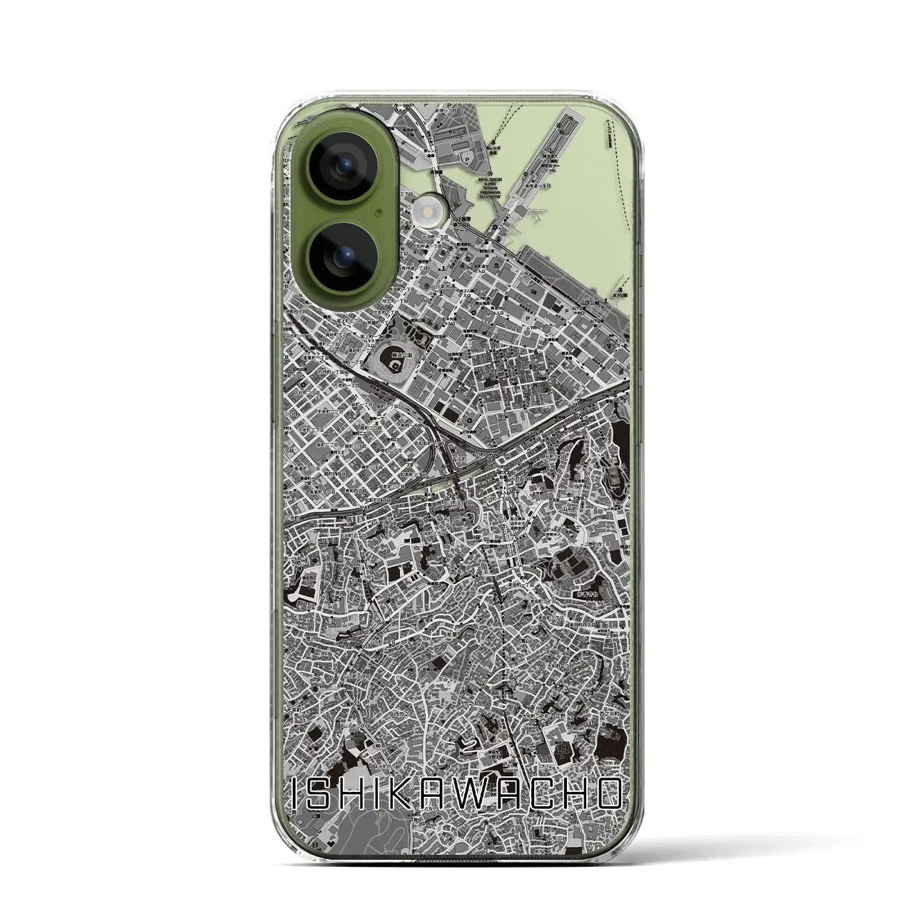 【石川町（神奈川県）】地図柄iPhoneケース（クリアタイプ）
