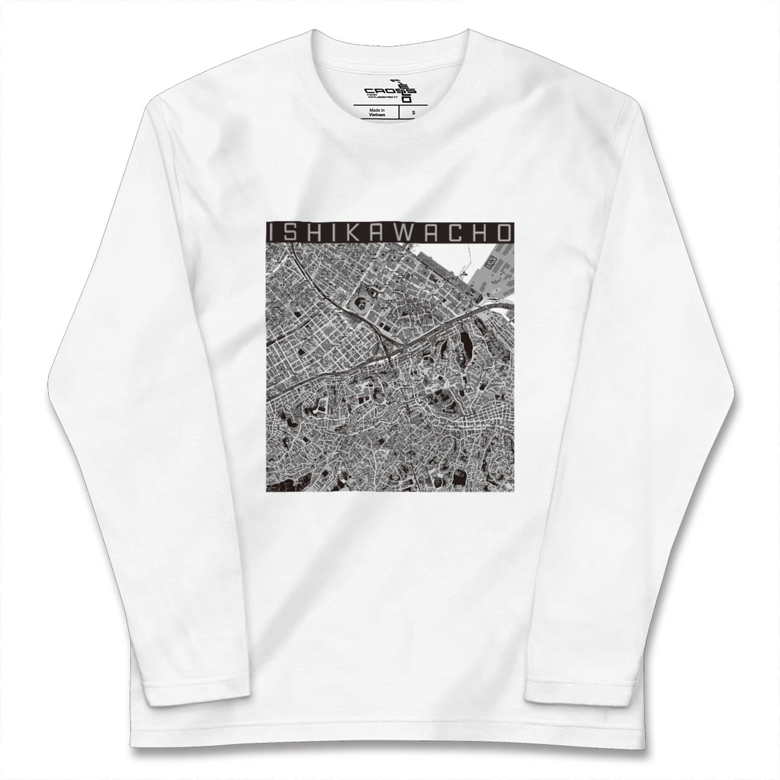 【石川町(神奈川県)】地図柄ロングスリーブTシャツ